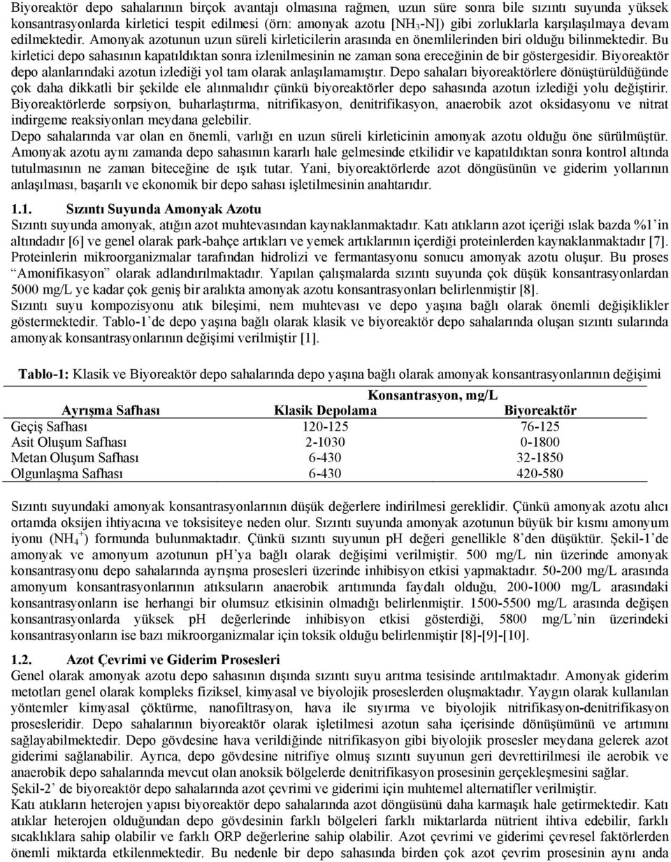 Bu kirletici depo sahasının kapatıldıktan sonra izlenilmesinin ne zaman sona ereceğinin de bir göstergesidir. Biyoreaktör depo alanlarındaki azotun izlediği yol tam olarak anlaşılamamıştır.