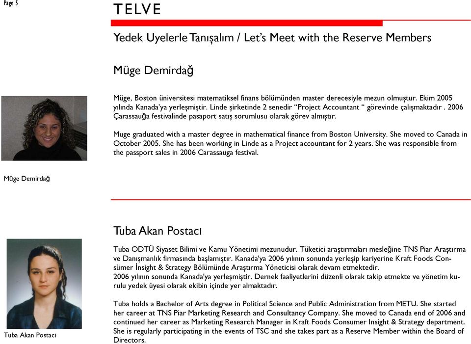 Muge graduated with a master degree in mathematical finance from Boston University. She moved to Canada in October 2005. She has been working in Linde as a Project accountant for 2 years.