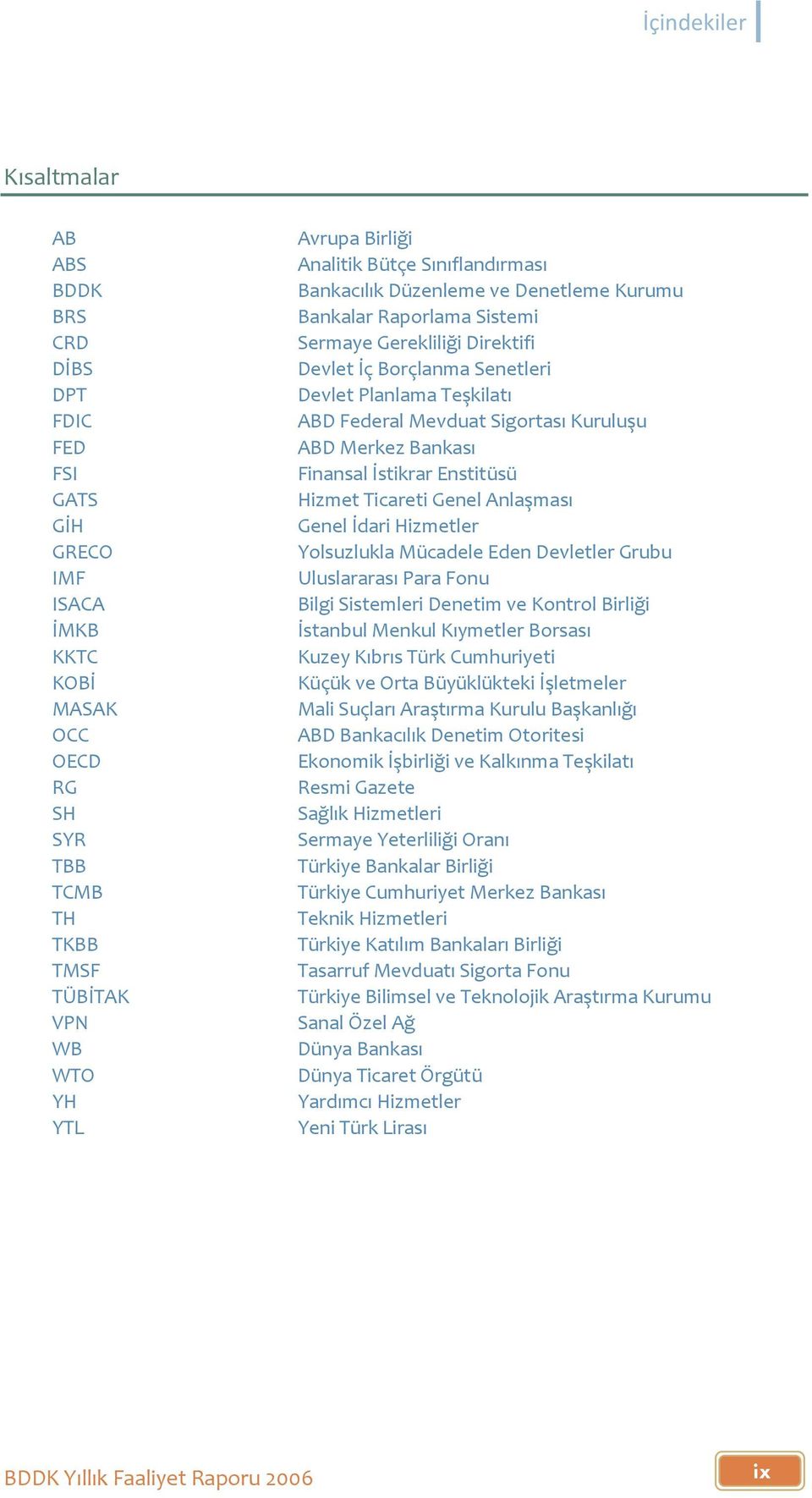 Mevduat Sigortası Kuruluşu ABD Merkez Bankası Finansal İstikrar Enstitüsü Hizmet Ticareti Genel Anlaşması Genel İdari Hizmetler Yolsuzlukla Mücadele Eden Devletler Grubu Uluslararası Para Fonu Bilgi