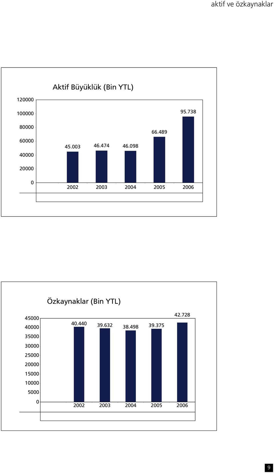 489 0 2002 2003 2004 2005 2006 Özkaynaklar (Bin YTL) 45000 40000 35000