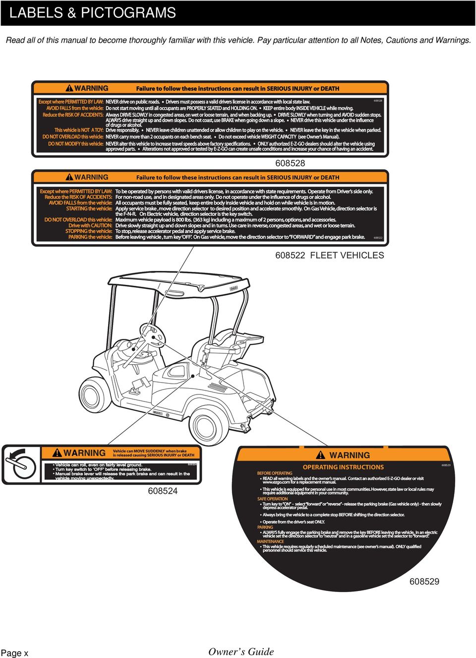 Drivers must possess a valid drivers license in accordance with local state law. 608528 AVOID FALLS from the vehicle: Do not start moving until all occupants are PROPERLY SEATED and HOLDING ON.