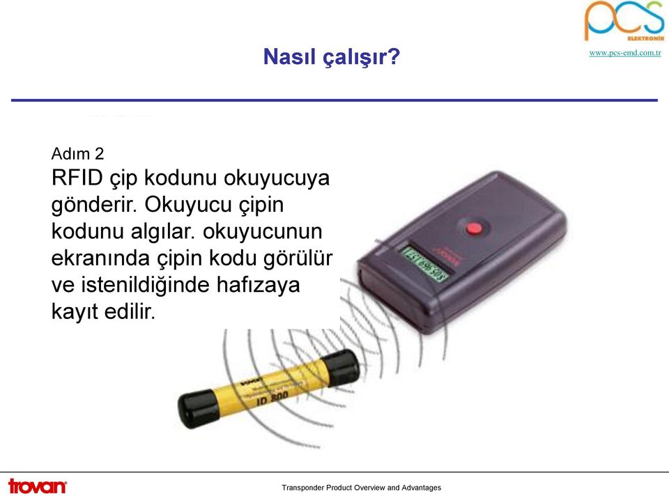 Okuyucu çipin kodunu algılar.