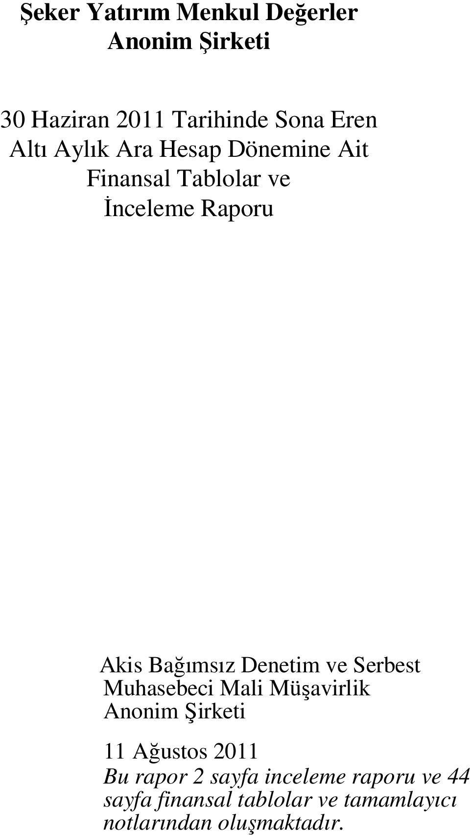 Serbest Muhasebeci Mali Müşavirlik Anonim Şirketi 11 Ağustos 2011 Bu rapor 2 sayfa