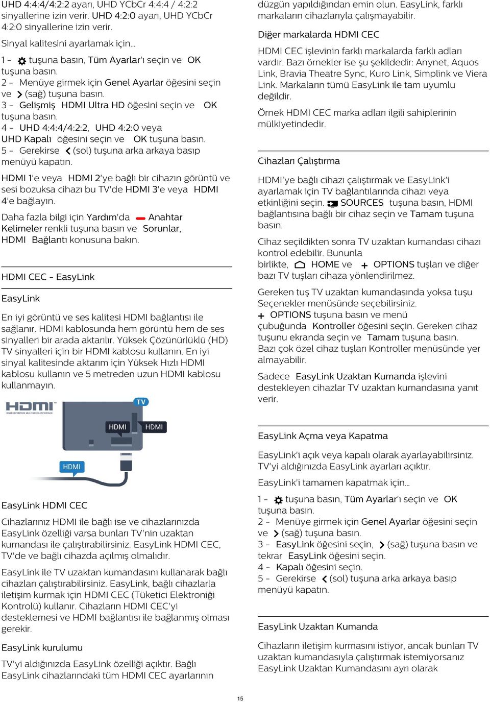 Bazı örnekler ise şu şekildedir: Anynet, Aquos Link, Bravia Theatre Sync, Kuro Link, Simplink ve Viera Link. Markaların tümü EasyLink ile tam uyumlu değildir.