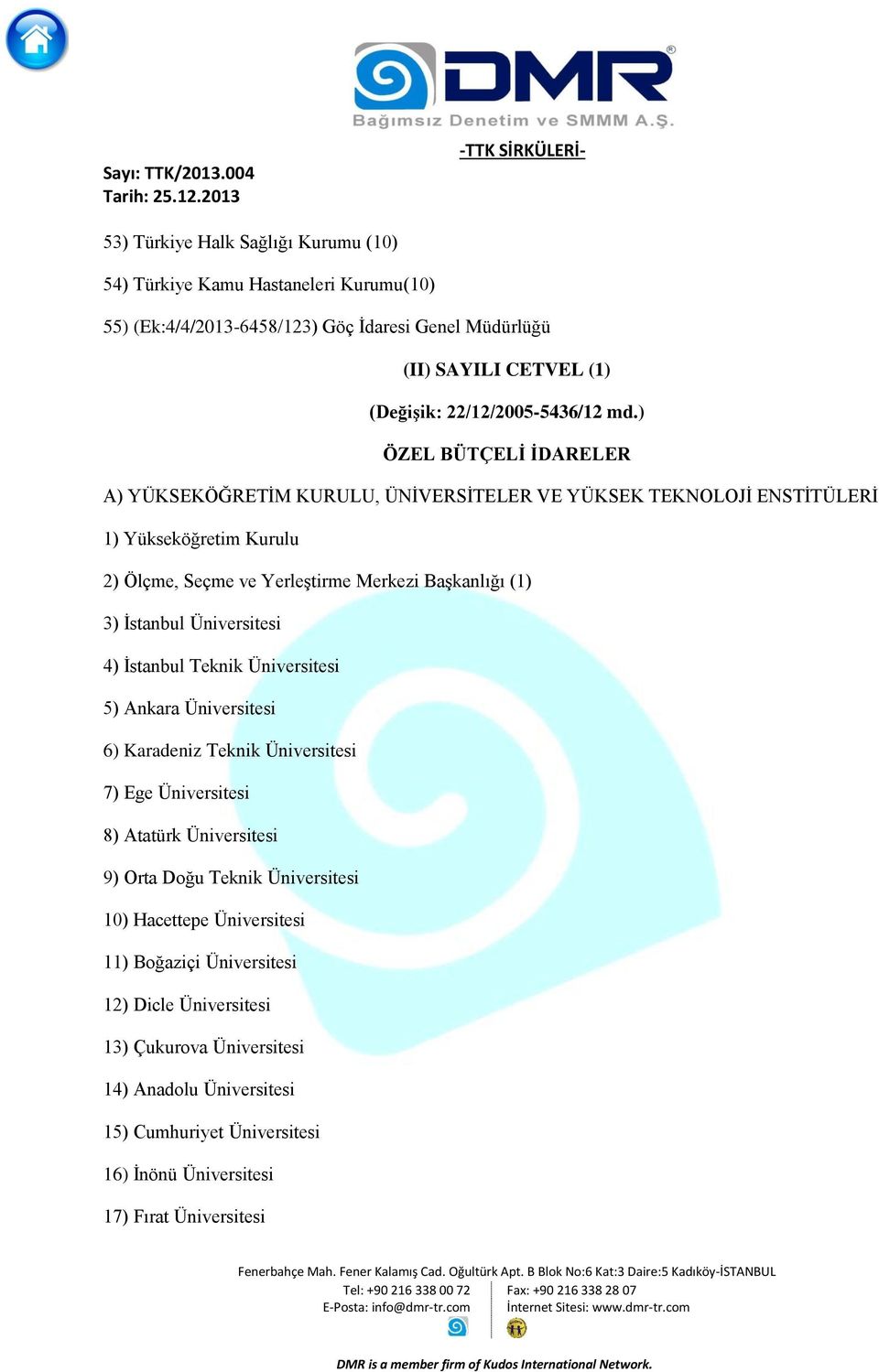 Üniversitesi 4) İstanbul Teknik Üniversitesi 5) Ankara Üniversitesi 6) Karadeniz Teknik Üniversitesi 7) Ege Üniversitesi 8) Atatürk Üniversitesi 9) Orta Doğu Teknik Üniversitesi 10)