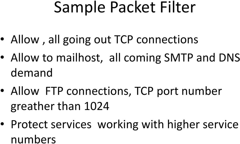 demand Allow FTP connections, TCP port number greather