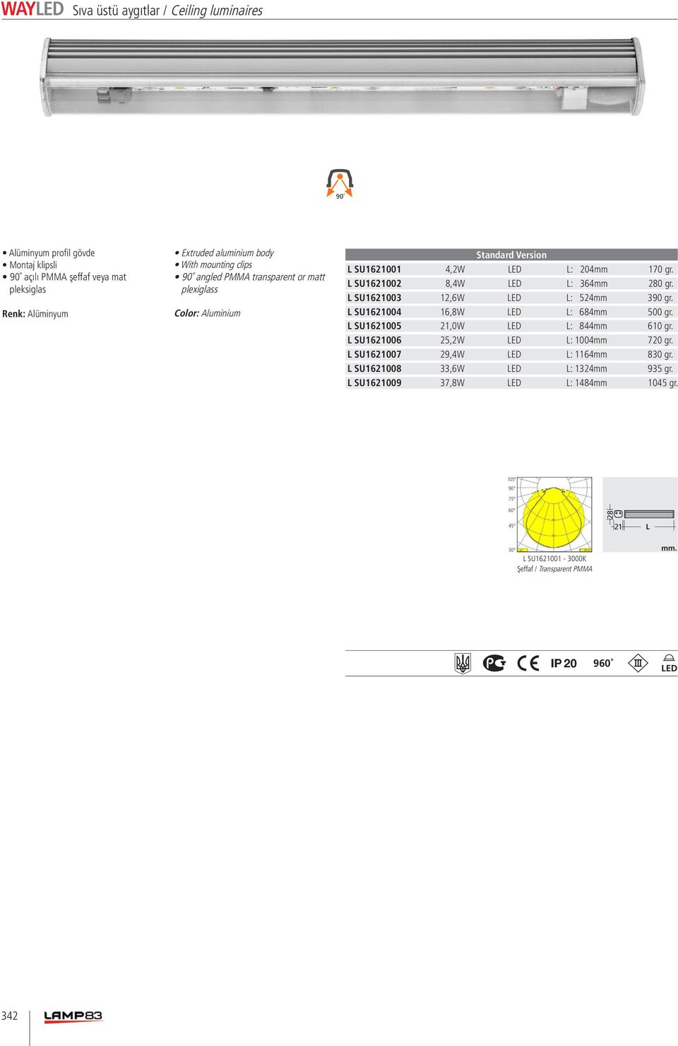 L SU1621002 8,4 L: 364mm 280 gr. L SU1621003 12,6 L: 524mm 390 gr. L SU1621004 16,8 L: 684mm 500 gr. L SU1621005 21,0 L: 844mm 610 gr.