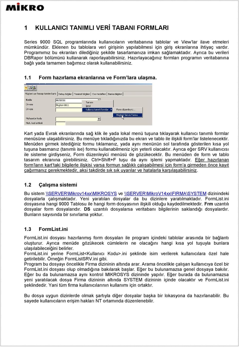 Ayrıca bu verileri DBRapor bölümünü kullanarak raporlayabilirsiniz. Hazırlayacağınız formları programın veritabanına bağlı yada tamamen bağımsız olarak kullanabilirsiniz. 1.