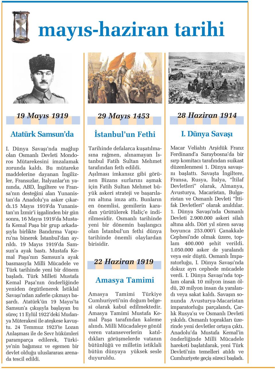 15 May s 1919 da Yunanistan n zmir i iflgalinden bir gün sonra, 16 May s 1919 da Mustafa Kemal Pafla bir grup arkadafl yla birlikte Band rma Vapuru na binerek stanbul dan ayr ld.