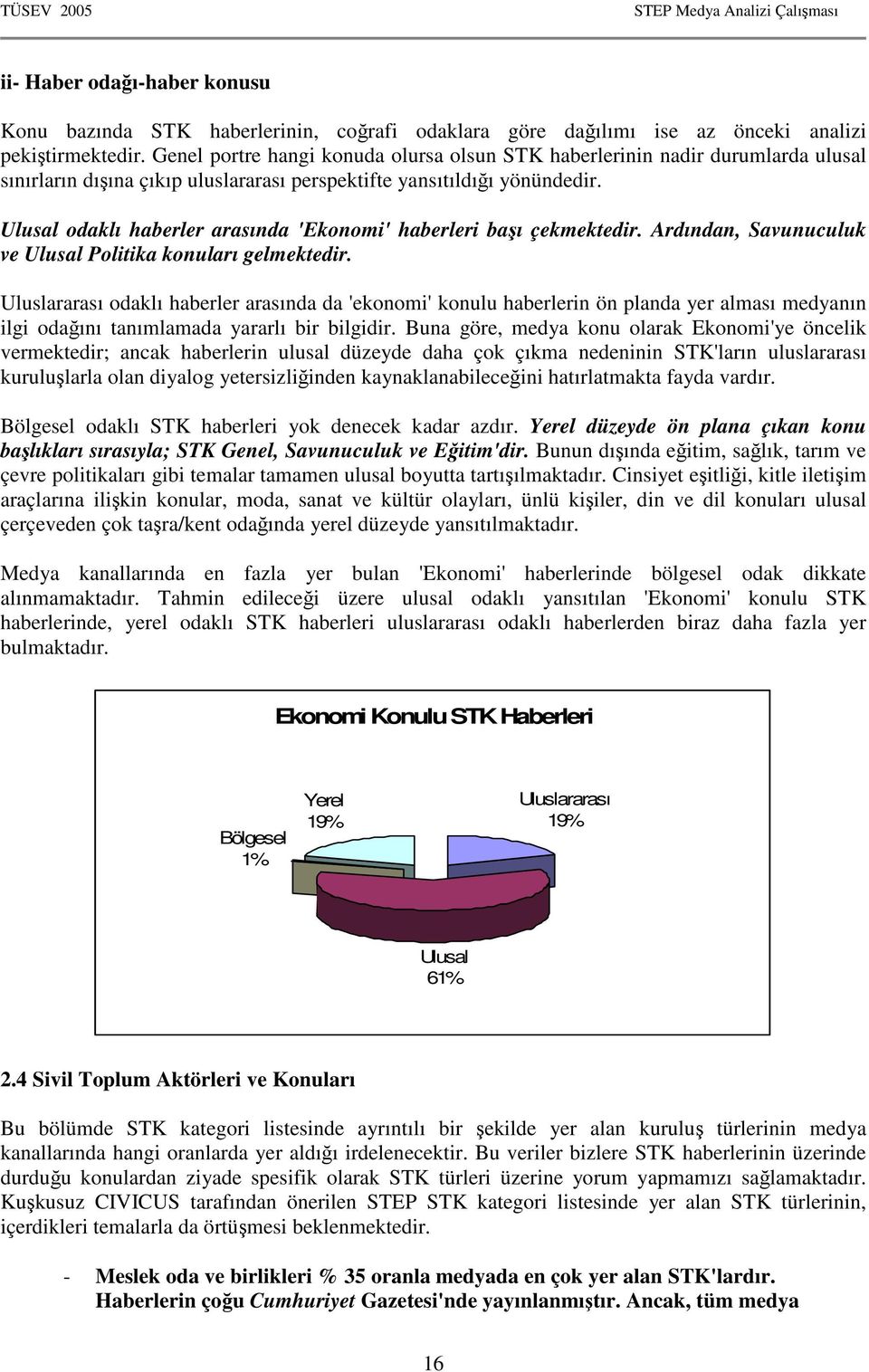 Ulusal odaklı haberler arasında 'Ekonomi' haberleri başı çekmektedir. Ardından, Savunuculuk ve Ulusal Politika konuları gelmektedir.