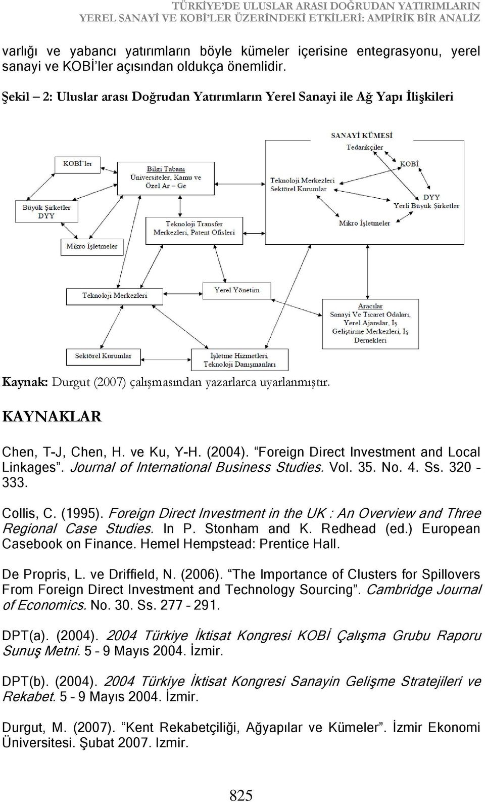 KAYNAKLAR Chen, T-J, Chen, H. ve Ku, Y-H. (2004). Foreign Direct Investment and Local Linkages. Journal of International Business Studies. Vol. 35. No. 4. Ss. 320 333. Collis, C. (1995).
