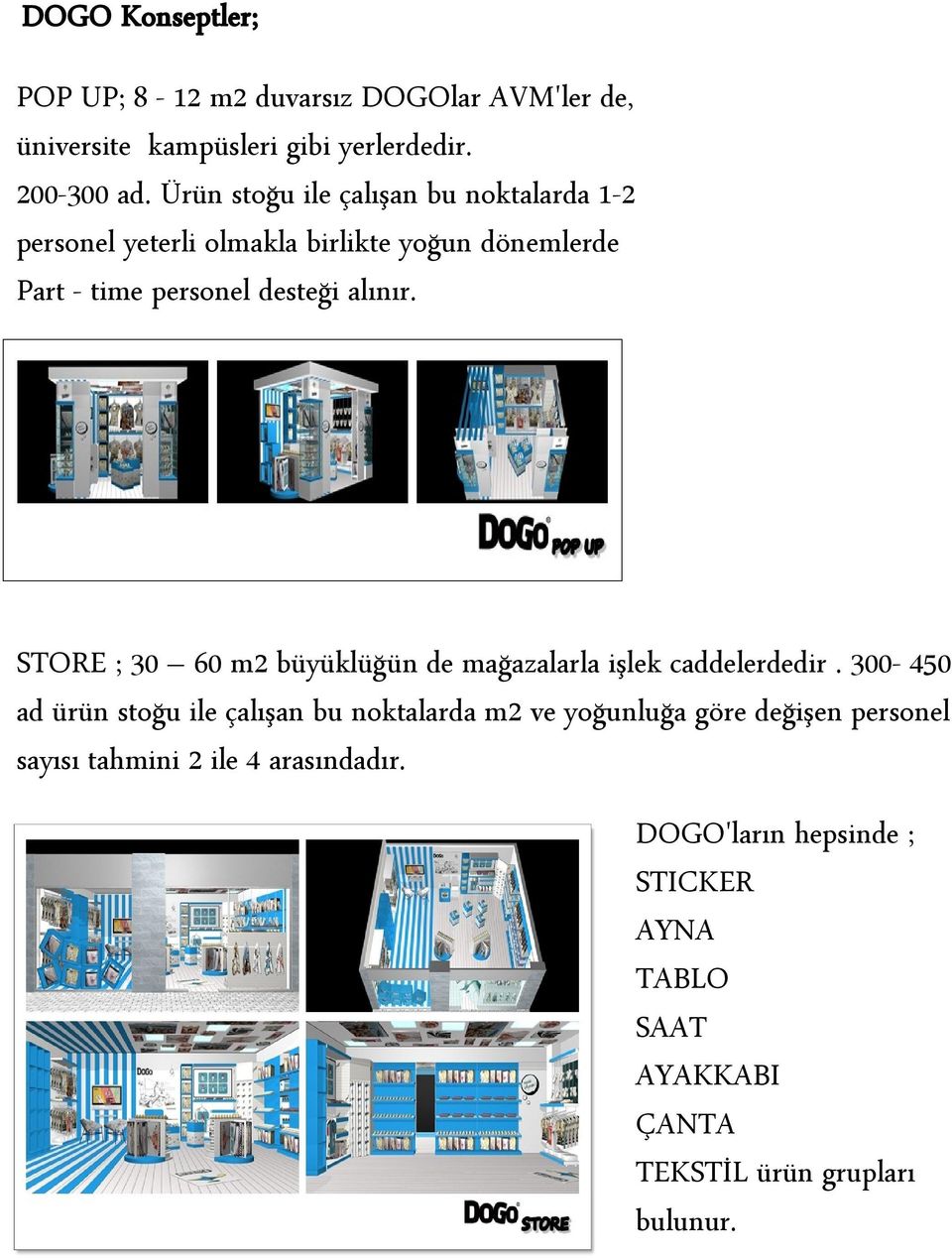 STORE ; 30 60 m2 büyüklüğün de mağazalarla işlek caddelerdedir.