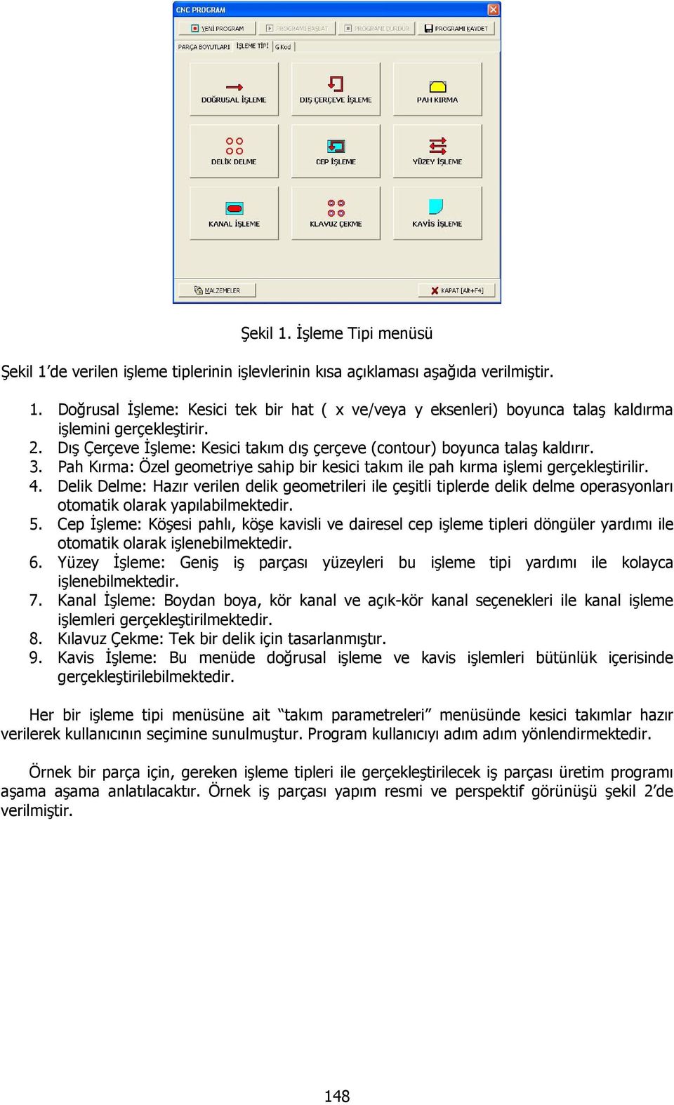 Delik Delme: Hazır verilen delik geometrileri ile çeşitli tiplerde delik delme operasyonları otomatik olarak yapılabilmektedir. 5.