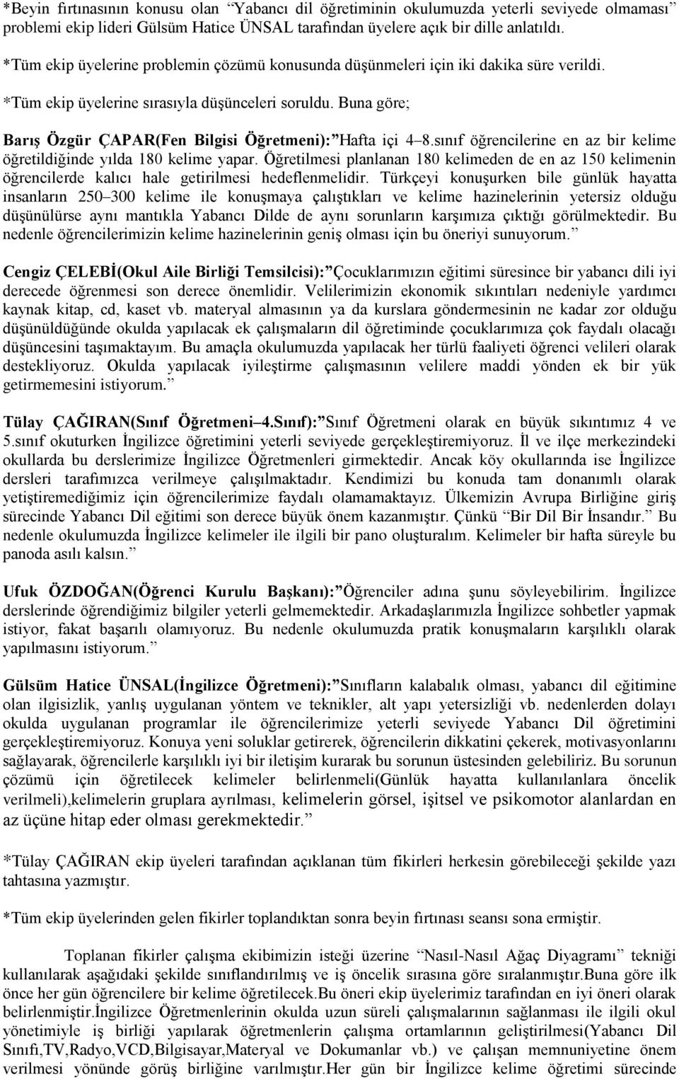 Buna göre; Barış Özgür ÇAPAR(Fen Bilgisi Öğretmeni): Hafta içi 4 8.sınıf öğrencilerine en az bir kelime öğretildiğinde yılda 18 kelime yapar.