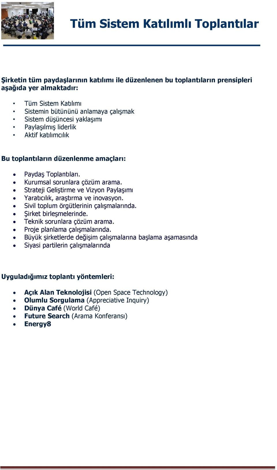 Strateji Geliştirme ve Vizyn Paylaşımı Yaratıcılık, araştırma ve invasyn. Sivil tplum örgütlerinin çalışmalarında. Şirket birleşmelerinde. Teknik srunlara çözüm arama. Prje planlama çalışmalarında.