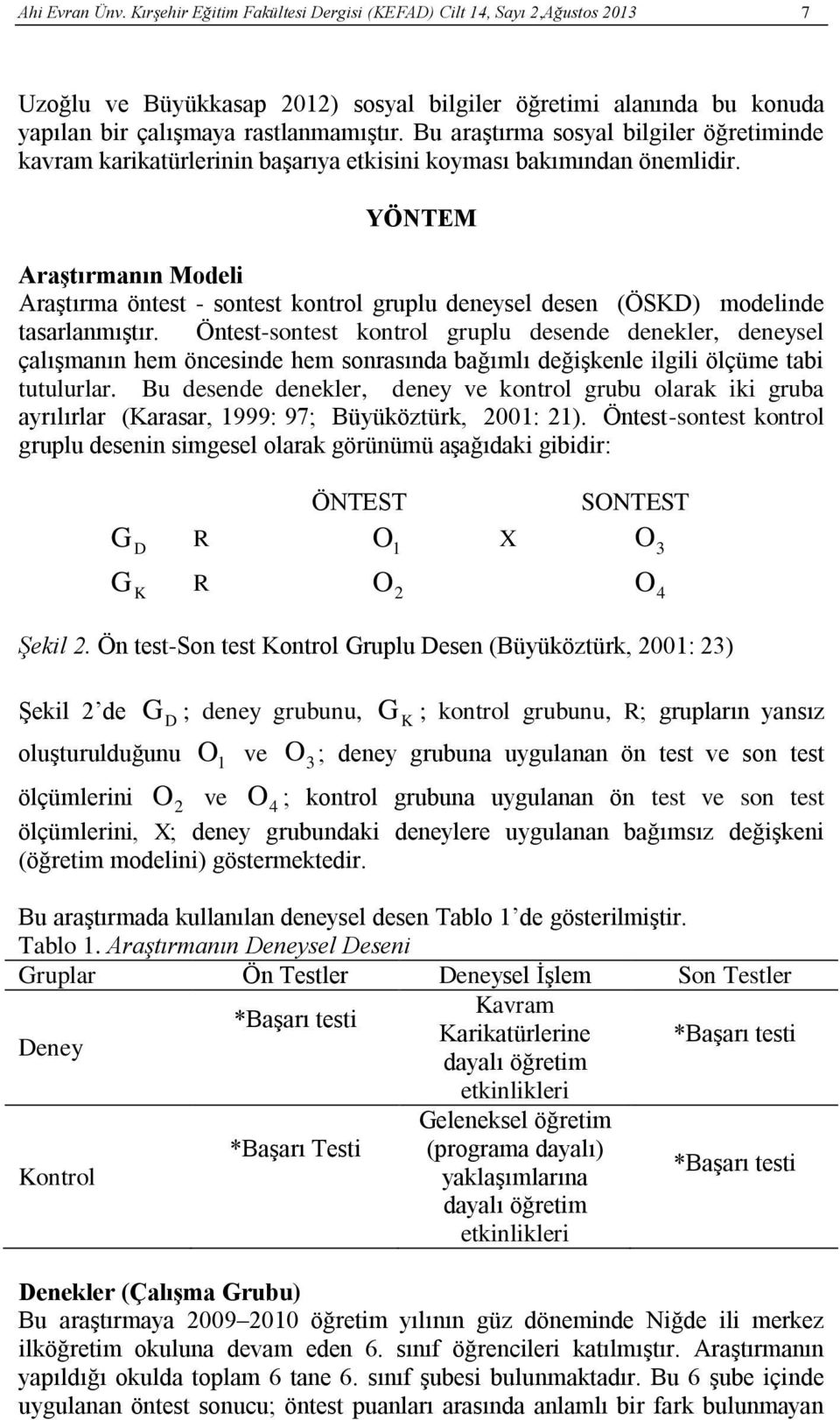 YÖNTEM Araştırmanın Modeli Araştırma öntest - sontest kontrol gruplu deneysel desen (ÖSKD) modelinde tasarlanmıştır.