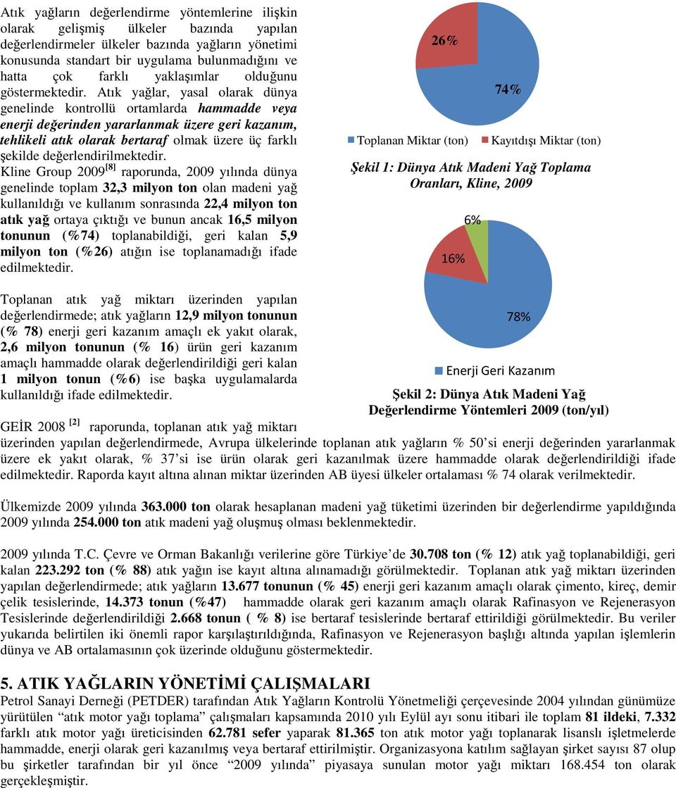 Atık yağlar, yasal olarak dünya genelinde kontrollü ortamlarda hammadde veya enerji değerinden yararlanmak üzere geri kazanım, tehlikeli atık olarak bertaraf olmak üzere üç farklı şekilde