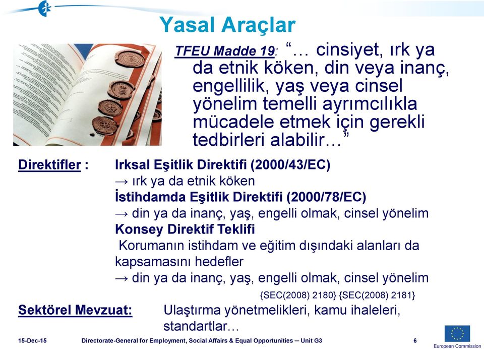 engelli olmak, cinsel yönelim Konsey Direktif Teklifi Korumanın istihdam ve eğitim dışındaki alanları da kapsamasını hedefler din ya da inanç, yaş, engelli olmak, cinsel