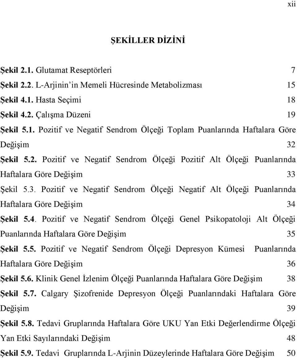 4. Pozitif ve Negatif Sendrom Ölçeği Genel Psikopatoloji Alt Ölçeği Puanlarında Haftalara Göre Değişim 35 