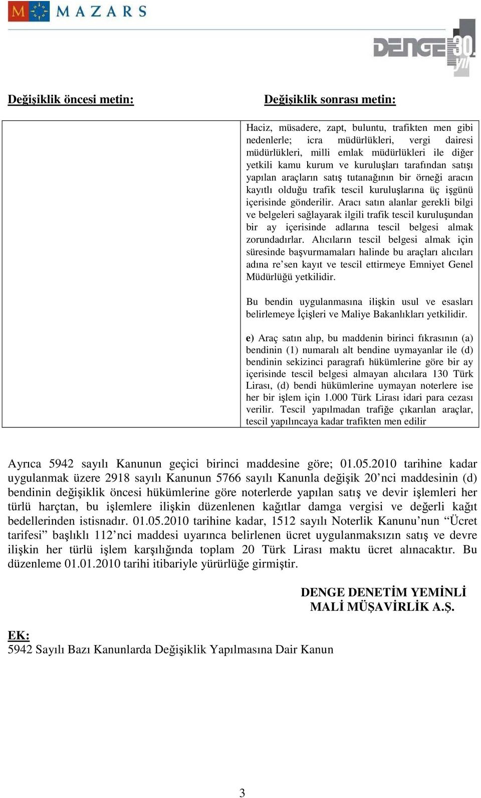 Aracı satın alanlar gerekli bilgi ve belgeleri sağlayarak ilgili trafik tescil kuruluşundan bir ay içerisinde adlarına tescil belgesi almak zorundadırlar.