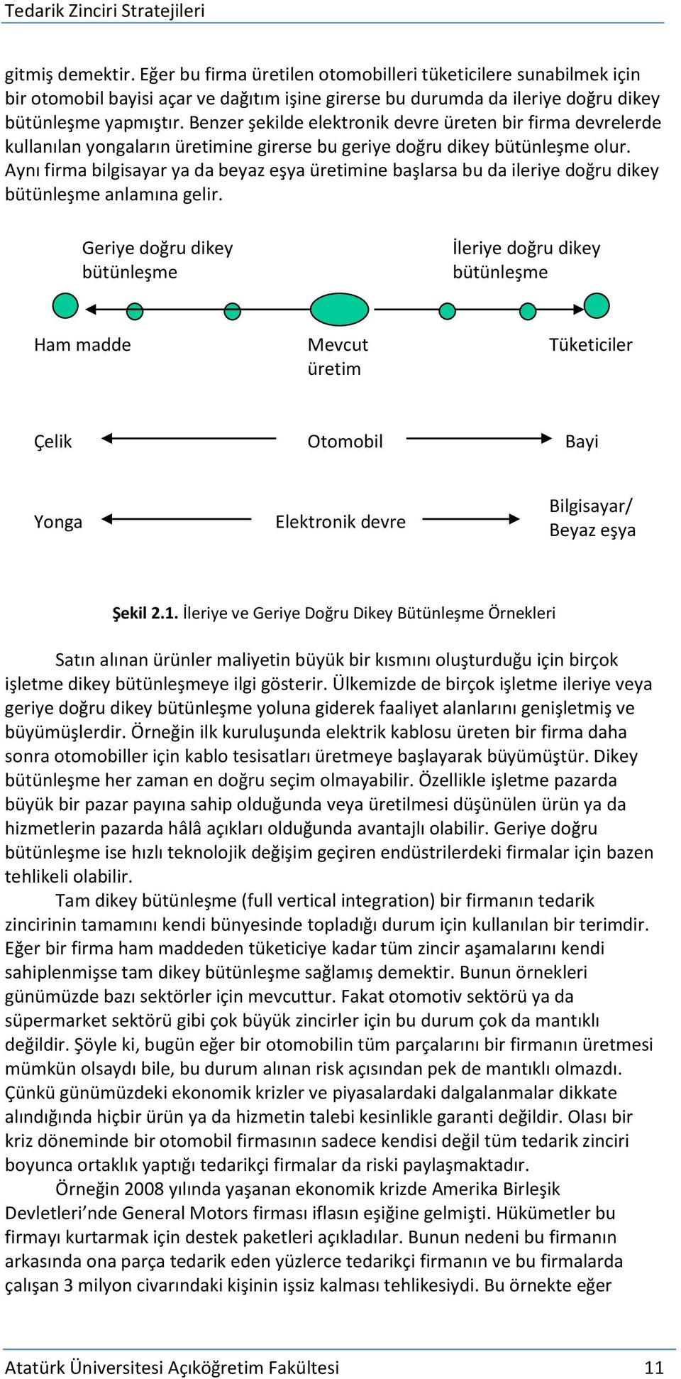 Aynı firma bilgisayar ya da beyaz eşya üretimine başlarsa bu da ileriye doğru dikey bütünleşme anlamına gelir.