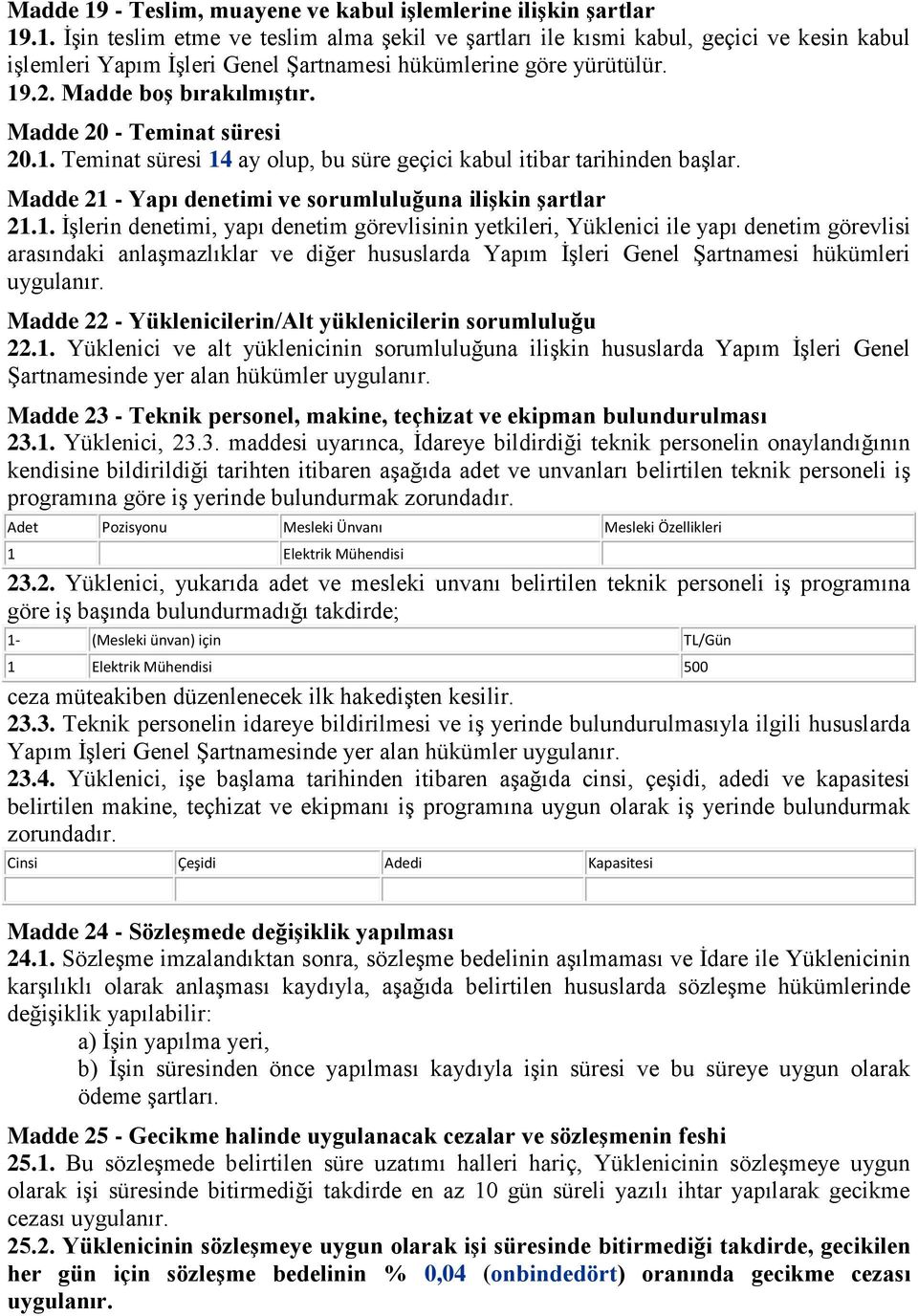 Madde 22 - Yüklenicilerin/Alt yüklenicilerin sorumluluğu 22.1. Yüklenici ve alt yüklenicinin sorumluluğuna ilişkin hususlarda Yapım İşleri Genel Şartnamesinde yer alan hükümler uygulanır.