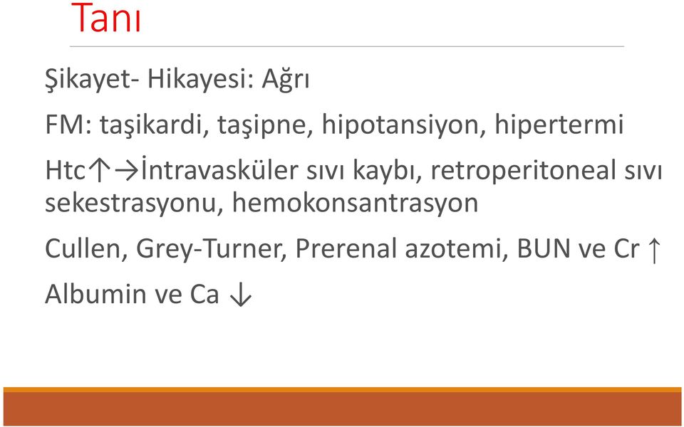 retroperitoneal sıvı sekestrasyonu, hemokonsantrasyon