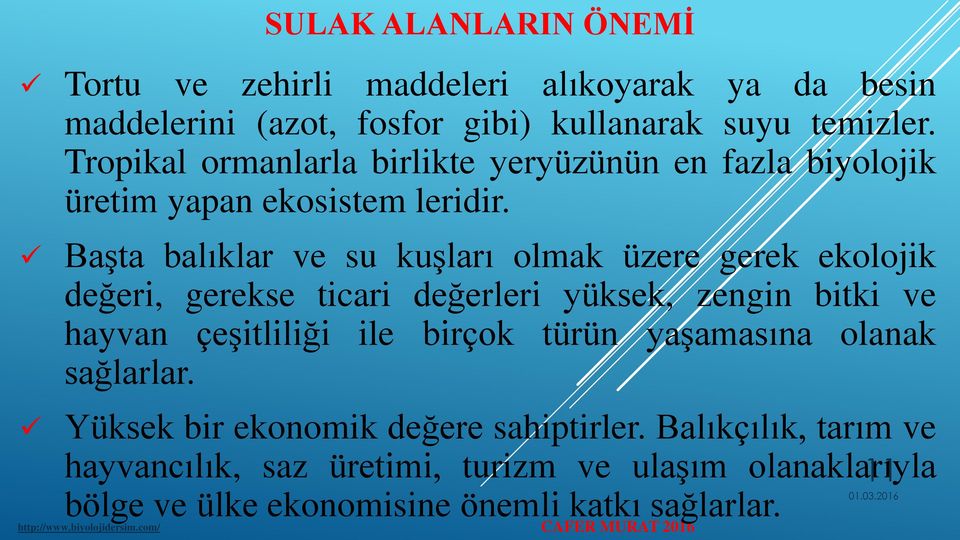 Başta balıklar ve su kuşları olmak üzere gerek ekolojik değeri, gerekse ticari değerleri yüksek, zengin bitki ve hayvan çeşitliliği ile birçok