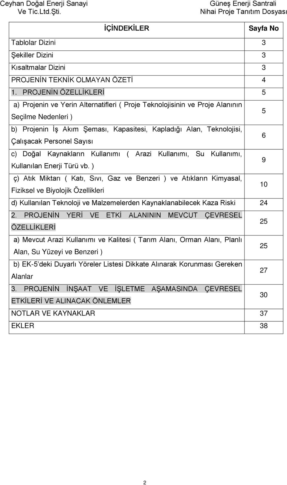 Çalışacak Personel Sayısı 6 c) Doğal Kaynakların Kullanımı ( Arazi Kullanımı, Su Kullanımı, Kullanılan Enerji Türü vb.