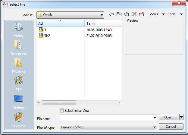Bu diyalog kutusu yardımıyla programın içinde kayıtlı şablon dosyalardan (Template File) biri seçilerek açılır.