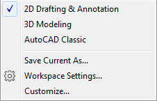 5 AutoCAD Arabirimi Yazılım başlatıldığında görünecek öğeler o anda aktif olan çalışma alanında bulunan öğelerdir. AutoCAD 2010 da çalışma alanları yapılacak çizim türlerine göre özelleştirilmiştir.