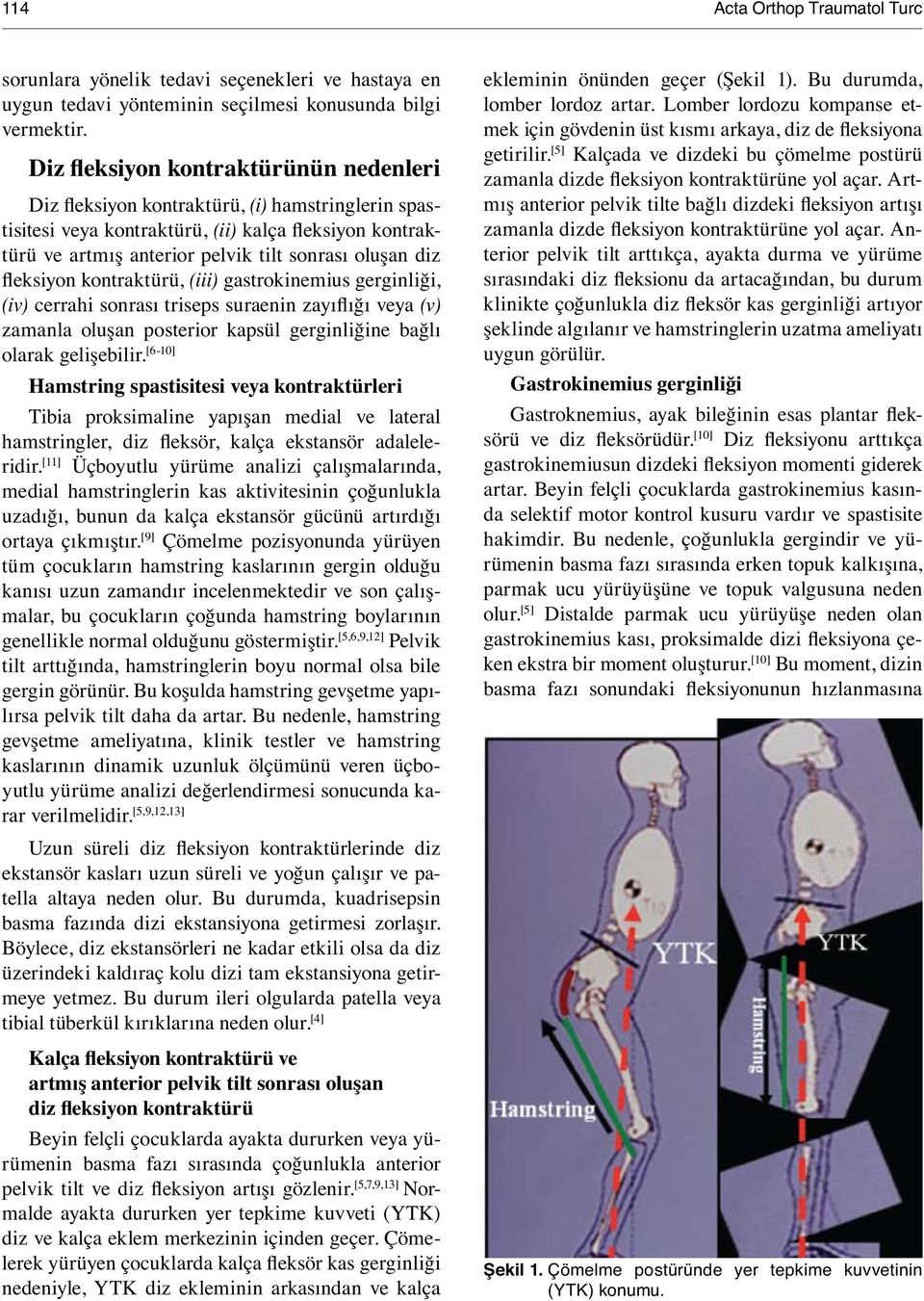 fleksiyon kontraktürü, (iii) gastrokinemius gerginliği, (iv) cerrahi sonrası triseps suraenin zayıflığı veya (v) zamanla oluşan posterior kapsül gerginliğine bağlı olarak gelişebilir.