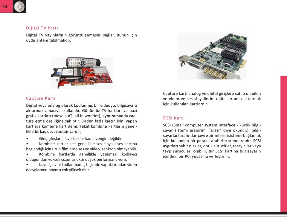 Günümüz TV kartları ve bazı grafik kartları (mesela ATI all in wonder), aynı zamanda capture etme özelliğine sahiptir. Birden fazla kartın işini yapan kartlara kombine kart denir.