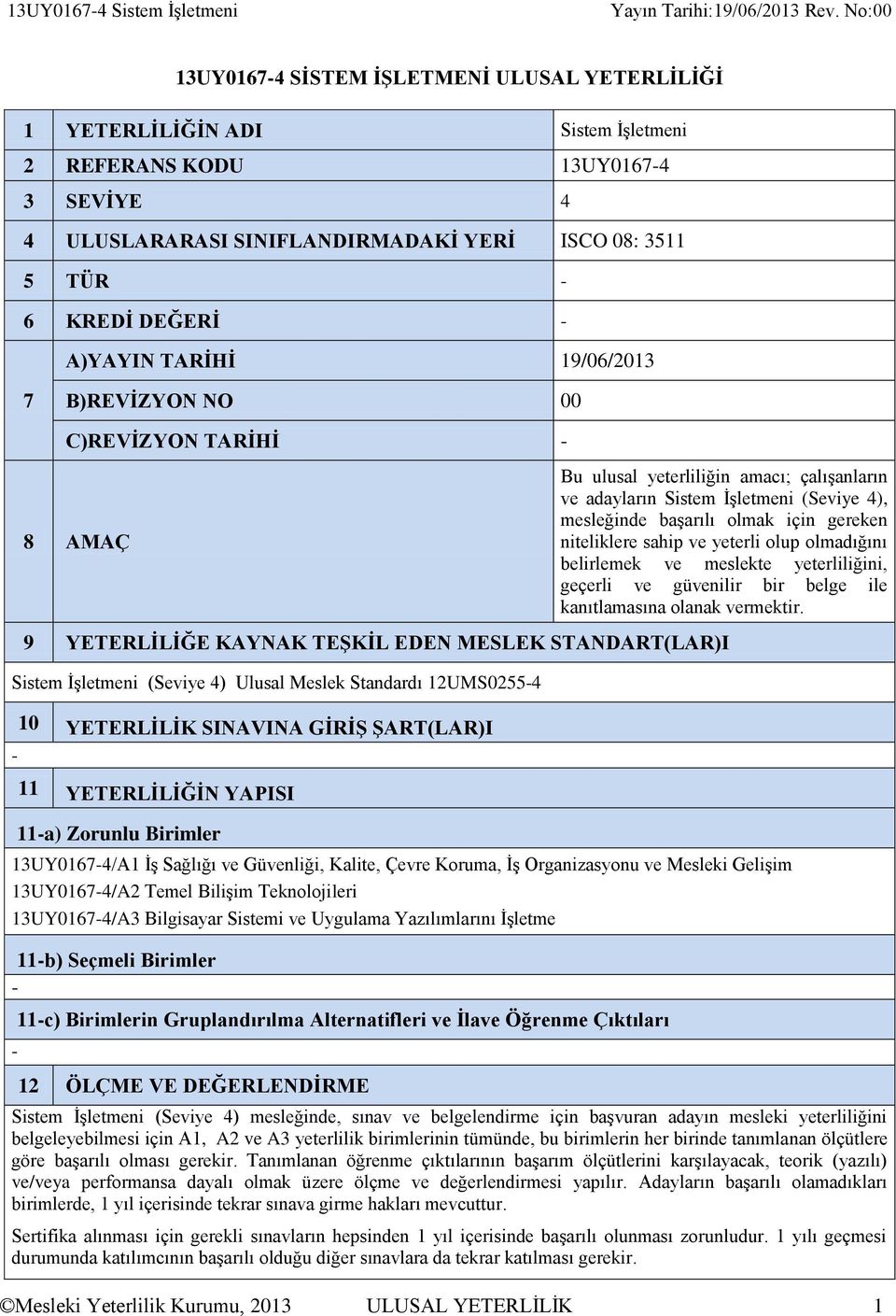 başarılı olmak için gereken niteliklere sahip ve yeterli olup olmadığını belirlemek ve meslekte yeterliliğini, geçerli ve güvenilir bir belge ile kanıtlamasına olanak vermektir.