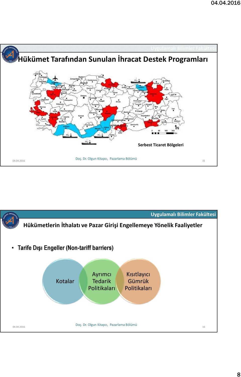 04.2016 15 Hükümetlerin İthalatı ve Pazar Girişi Engellemeye Yönelik