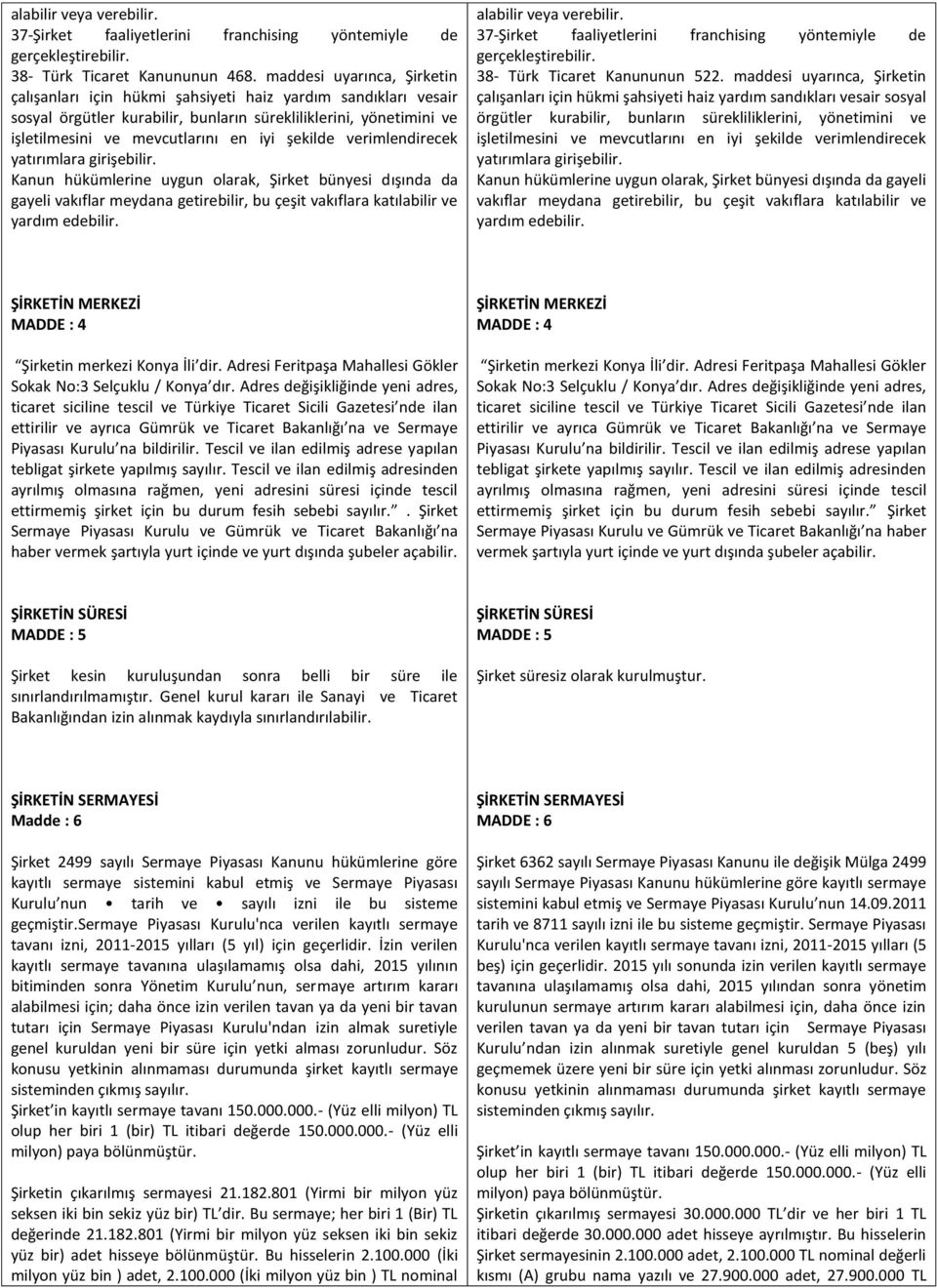 şekilde verimlendirecek yatırımlara girişebilir. Kanun hükümlerine uygun olarak, Şirket bünyesi dışında da gayeli vakıflar meydana getirebilir, bu çeşit vakıflara katılabilir ve yardım edebilir.