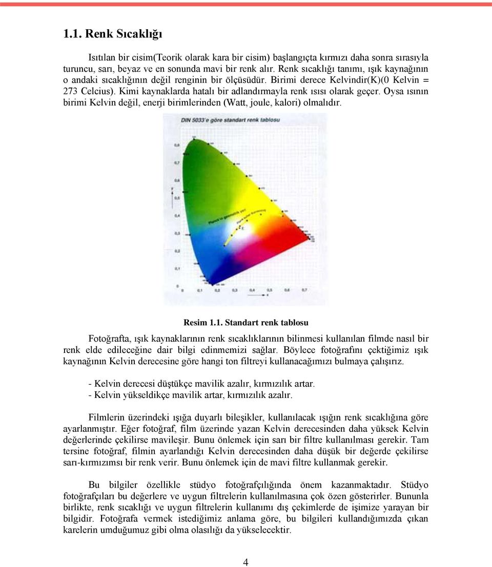 Kimi kaynaklarda hatalı bir adlandırmayla renk ısısı olarak geçer. Oysa ısının birimi Kelvin değil, enerji birimlerinden (Watt, joule, kalori) olmalıdır. Resim 1.