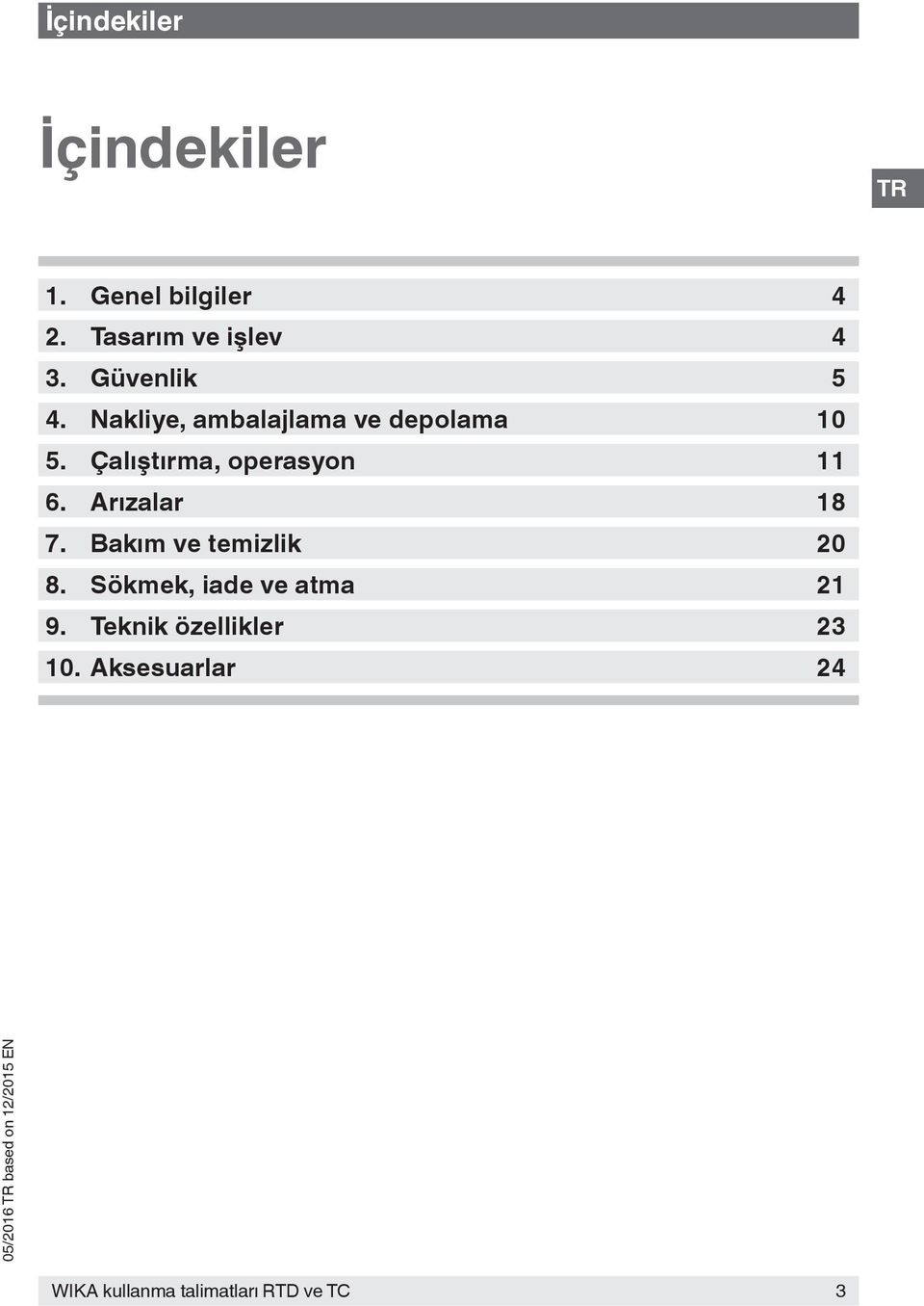 Çalıştırma, operasyon 11 6. Arızalar 18 7. Bakım ve temizlik 20 8.