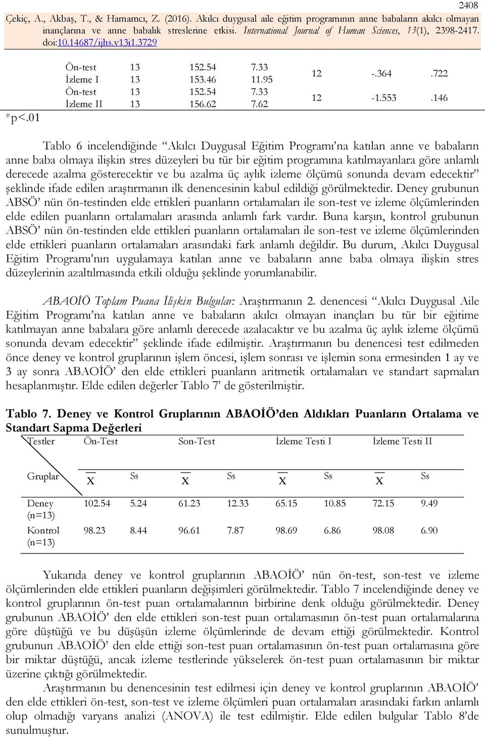 azalma gösterecektir ve bu azalma üç aylık izleme ölçümü sonunda devam edecektir şeklinde ifade edilen araştırmanın ilk denencesinin kabul edildiği görülmektedir.