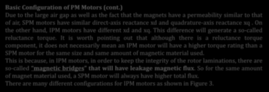 PERMANENT MAGNET MOTOR DRIVES Basic Configuration of PM Motors (cont.