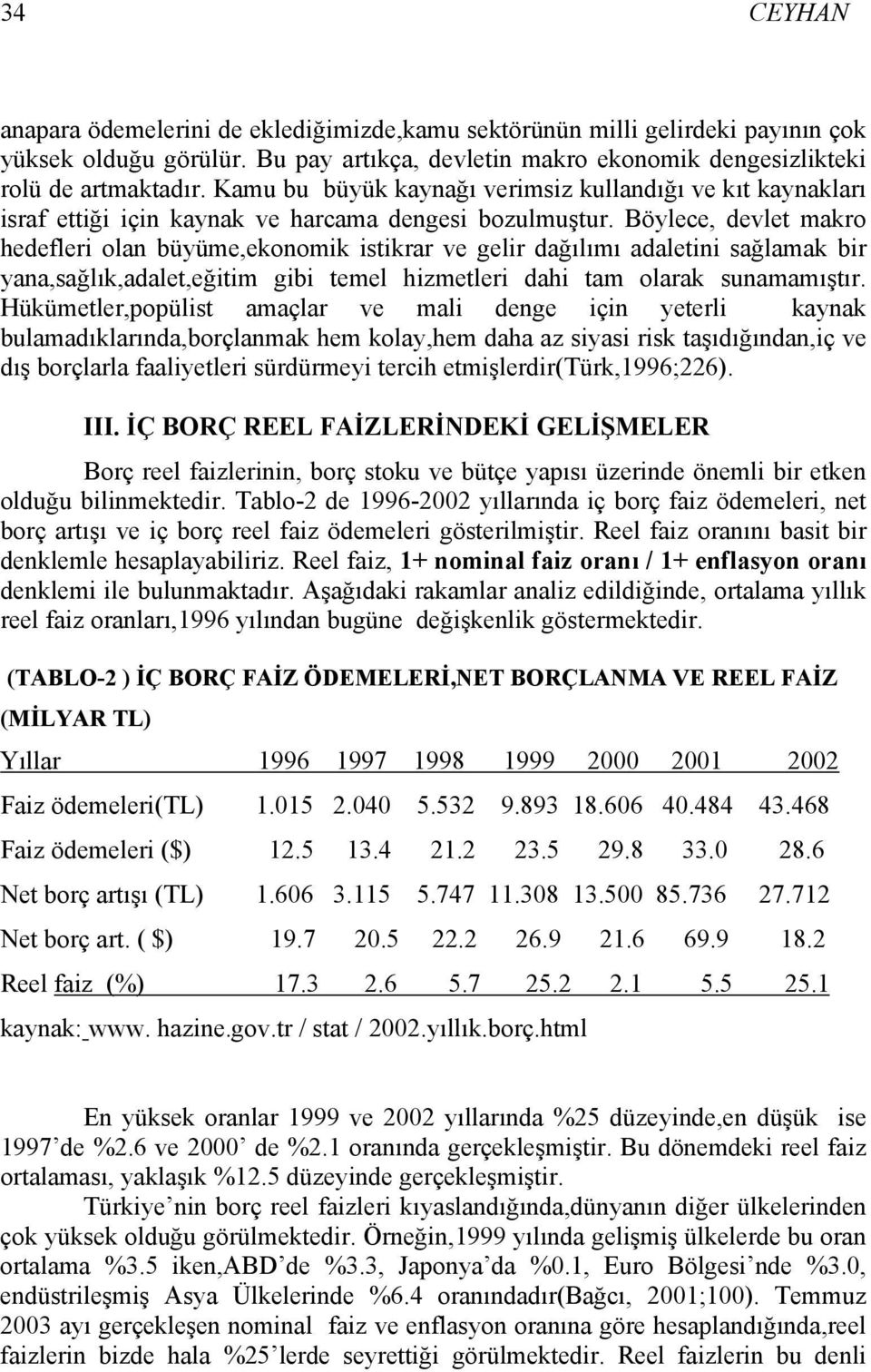 Böylece, devlet makro hedefleri olan büyüme,ekonomik istikrar ve gelir dağılımı adaletini sağlamak bir yana,sağlık,adalet,eğitim gibi temel hizmetleri dahi tam olarak sunamamıştır.