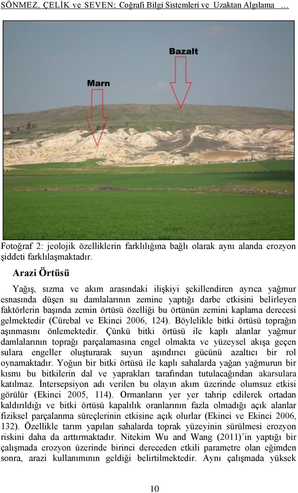 örtünün zemini kaplama derecesi gelmektedir (Cürebal ve Ekinci 2006, 124). Böylelikle bitki örtüsü toprağın aşınmasını önlemektedir.