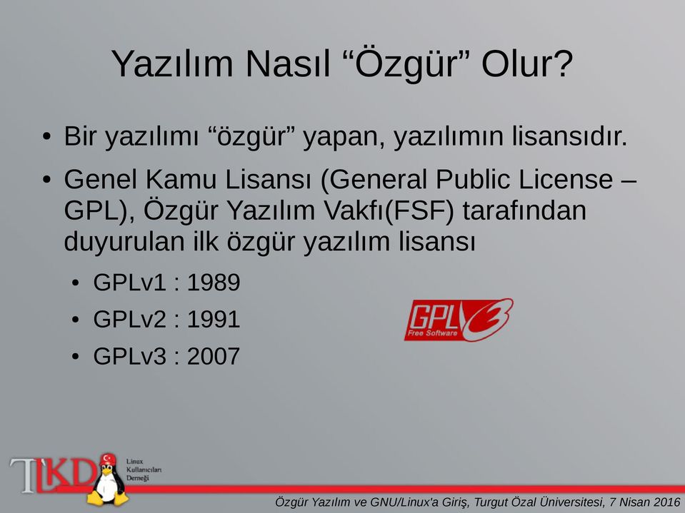 Genel Kamu Lisansı (General Public License GPL), Özgür