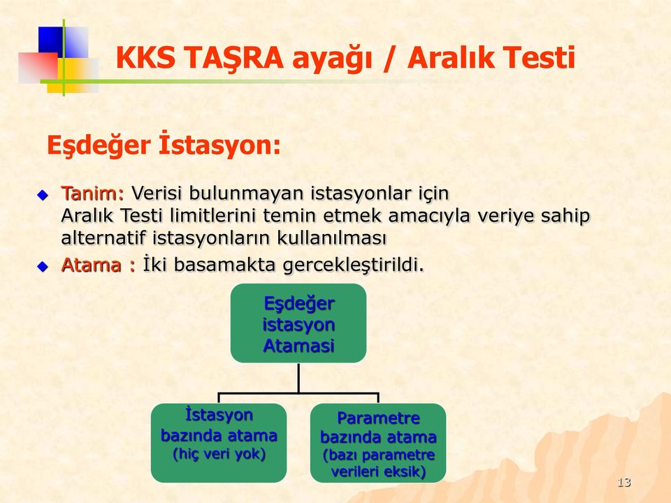 istasyonların kullanılması Atama : İki basamakta gercekleştirildi.