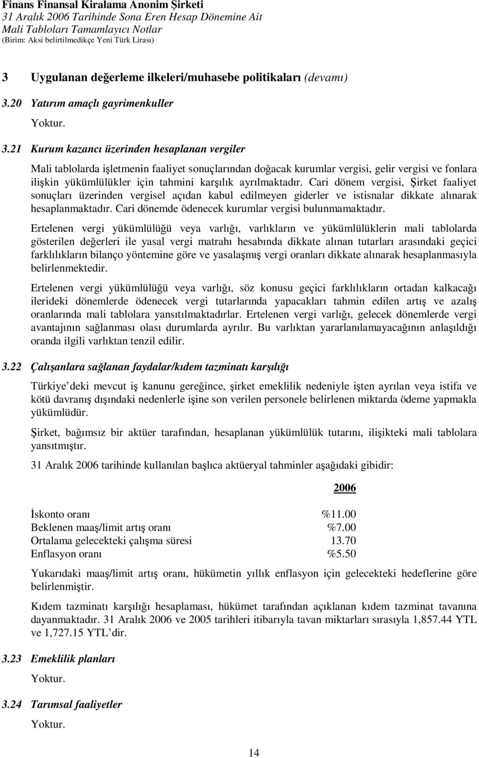 21 Kurum kazancı üzerinden hesaplanan vergiler Mali tablolarda işletmenin faaliyet sonuçlarından doğacak kurumlar vergisi, gelir vergisi ve fonlara ilişkin yükümlülükler için tahmini karşılık