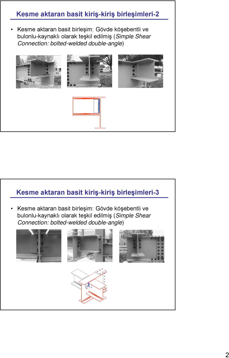 Kesme aktaran basit kiriş-kiriş birleşimleri-3 Kesme aktaran basit birleşim: Gövde köşebentli 