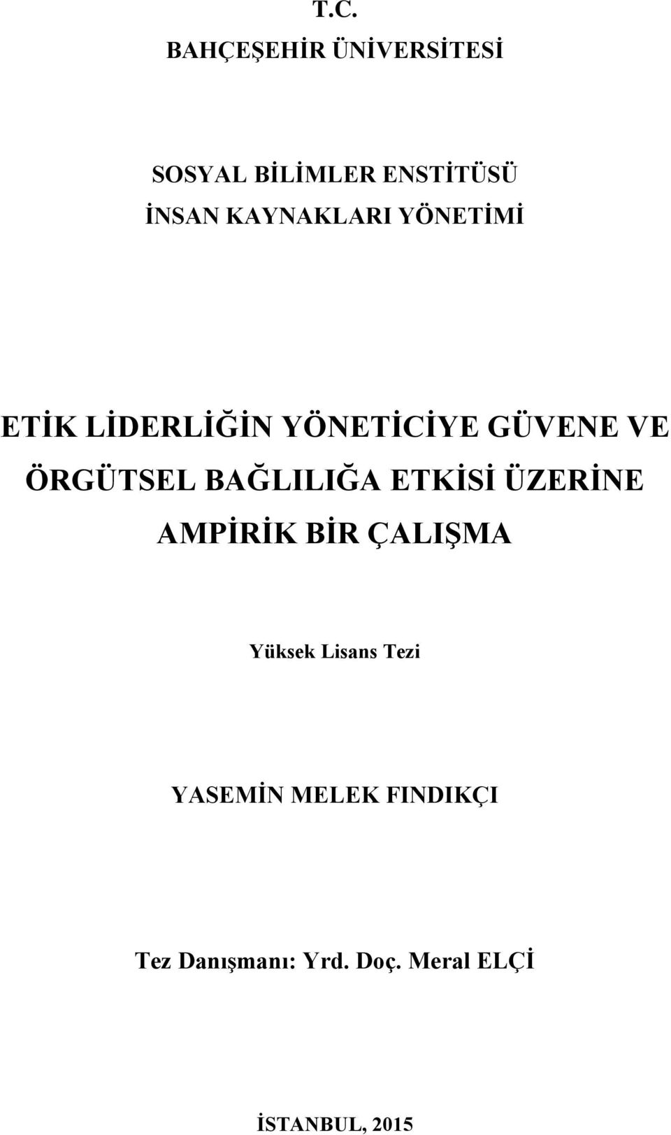 BAĞLILIĞA ETKĠSĠ ÜZERĠNE AMPĠRĠK BĠR ÇALIġMA Yüksek Lisans Tezi