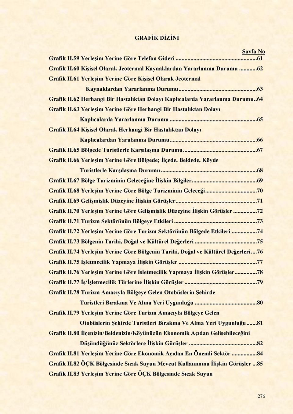 63 Yerleşim Yerine Göre Herhangi Bir Hastalıktan Dolayı Kaplıcalarda Yararlanma Durumu... 65 Grafik II.64 Kişisel Olarak Herhangi Bir Hastalıktan Dolayı Kaplıcalardan Yaralanma Durumu... 66 Grafik II.