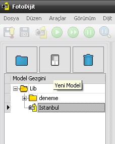Model Dosyası Oluşturmak Ana sayfadan yeni ana dosya oluşturulmak için sol sütundan kütüphane kısmı