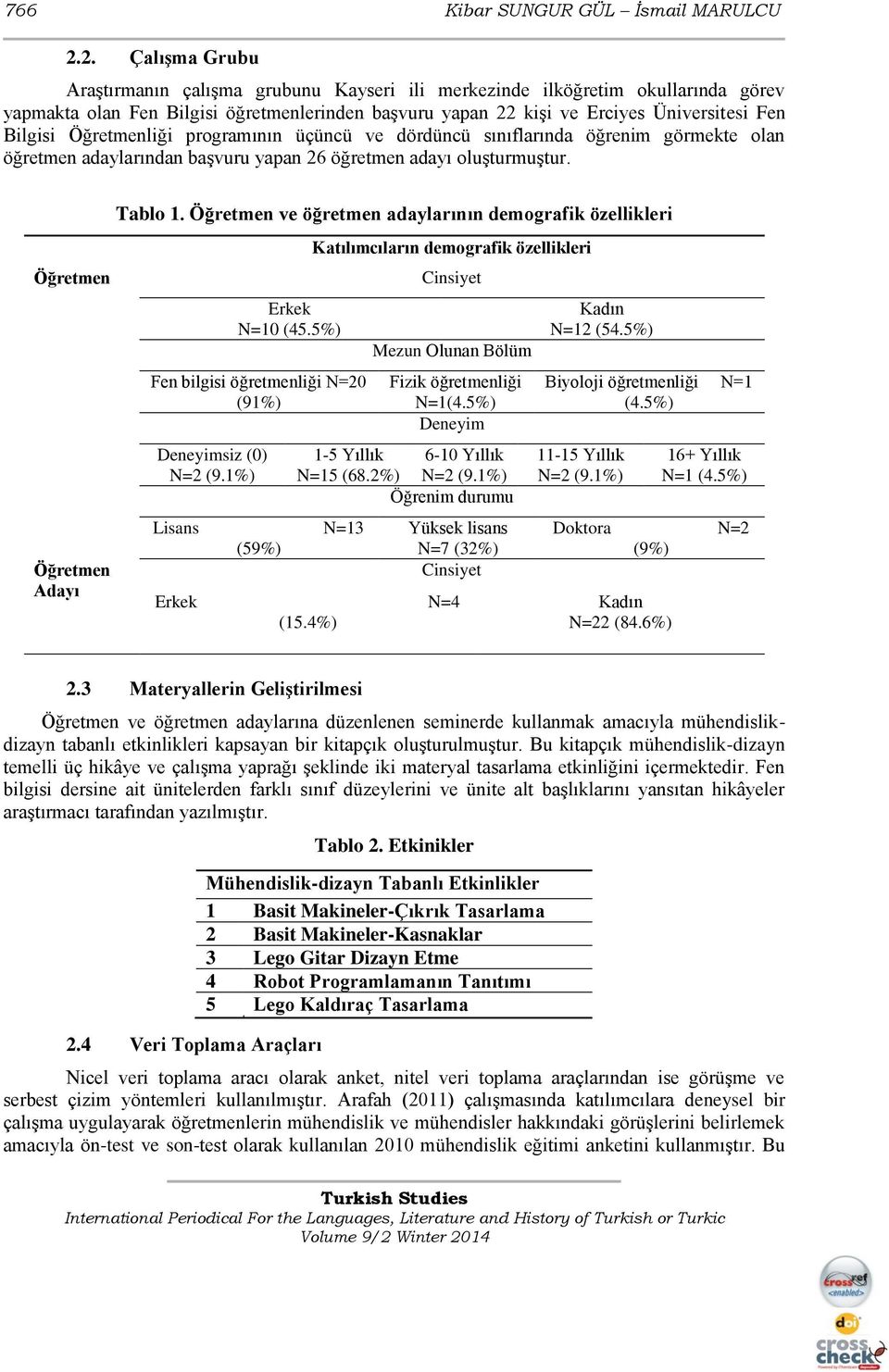 Öğretmenliği programının üçüncü ve dördüncü sınıflarında öğrenim görmekte olan öğretmen adaylarından başvuru yapan 26 öğretmen adayı oluşturmuştur. Tablo 1.